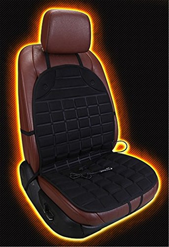 Fochutech Automotive 12V Heated Car Seat Cushion Cover Heater Pad Comfortable Adjustable Temperature Heating Warmer Winter Grid (Single Seat Black)