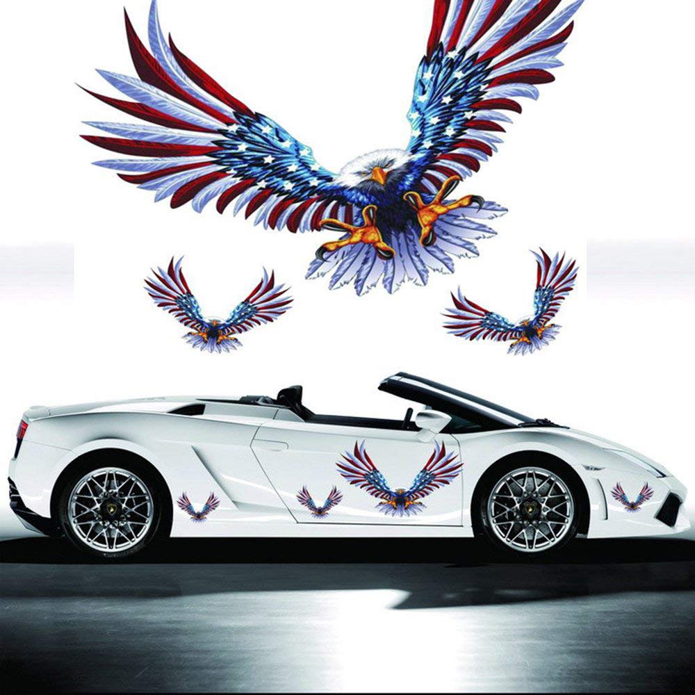 giftcity American Flag Sticker Eagle Car Decal(4 Pcs), Car