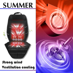 Cooling Car Seat Cover Front Seat, 12V Ventilated Cooling Car Seat Cushion, Cooled Seat Cover for Car SUV Universal Fit，Winter and Summer Car Seat Cushions (BLACK-1PCS)