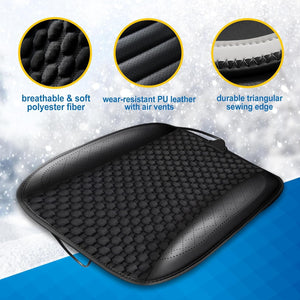 Leather Car Seat Cover Front Bottom Seat Cushion Pad Comfortable Winter Anti-Slip Universal Automotive Seat Cover Chair Cushion for Office Car Outdoor Sports Camping Home (Warm, 1PCS Black)