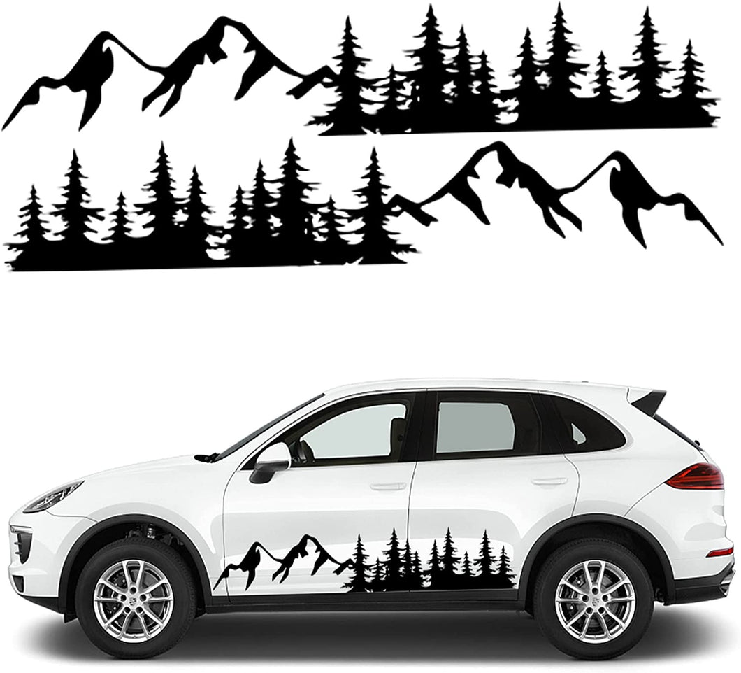 Fochutech Mountain Car Decals Large, Tree Forest Graphics Car Stickers for Men, Big Vinyl Stickers for Car Side Body, Auto Car Stickers Decals for Truck Racing SUV Pickup Jeep RV Van (Black)