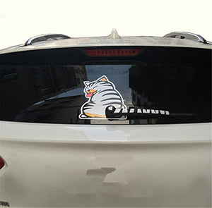 Fochutech Car Auto Body Sticker Funny Cat Tail Rear Windshield Window Wiper Self-Adhesive Side Truck Vinyl Graphics Decals (White) - Fochutech