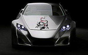 Fochutech 1pc Car Auto Body Sticker Engine Hood Cool Dragon Self-Adhesive Side Truck Vinyl Graphics Decals Motorcycle (Black red) - Fochutech