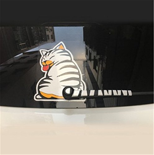 Fochutech Car Auto Body Sticker Funny Cat Tail Rear Windshield Window Wiper Self-Adhesive Side Truck Vinyl Graphics Decals (White) - Fochutech