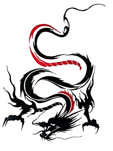Fochutech 1pc Car Auto Body Sticker Engine Hood Cool Dragon Self-Adhesive Side Truck Vinyl Graphics Decals Motorcycle (Black red) - Fochutech
