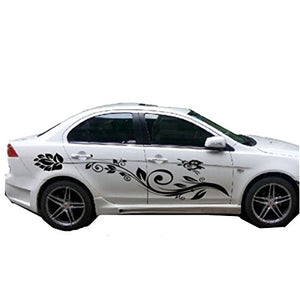 Fochutech 1 Set Car Auto Body Sticker Water Lily Self-Adhesive Side Truck Vinyl Graphics Decals Simple (Black) - Fochutech