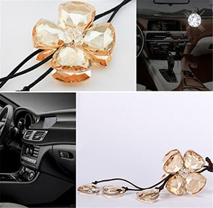 Fochutech Four Leaf Clover Car Pendant Decor Lucky Safety Hanging Ornament Gift Rear View Mirror Accessories Auto Interior Dangle Crystal (Champagne) - Fochutech