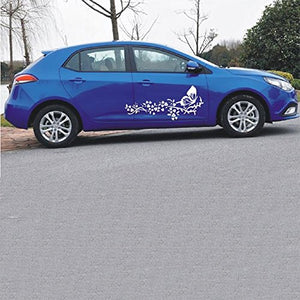 Fochutech 2x Car Auto Body Sticker Flower Butterfly Self-Adhesive Side Truck Vinyl Graphics Decals (White) - Fochutech