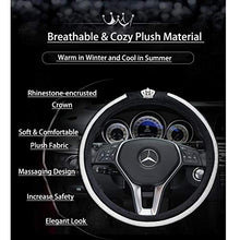 Load image into Gallery viewer, fochutech Steering Wheel Cover, Crystal Studded Rhinestone Bling Steering Wheel Cover, Breathable, Anti-Slip, Odorless, Warm in Winter and Cool in Summer, Universal 15 inches (Crown,Black) - Fochutech