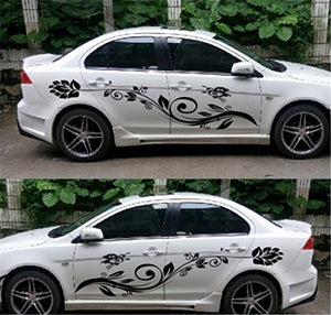 Fochutech 1 Set Car Auto Body Sticker Water Lily Self-Adhesive Side Truck Vinyl Graphics Decals Simple (Black) - Fochutech