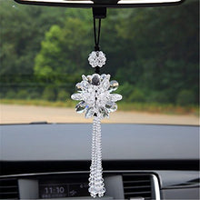 Load image into Gallery viewer, Fochutech Peony Crystal Ball Car Pendant Decor Lucky Safety Hanging Ornament Gift Rear View Mirror Accessories Auto Interior Dangle (White) - Fochutech