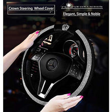 Load image into Gallery viewer, fochutech Steering Wheel Cover, Crystal Studded Rhinestone Bling Steering Wheel Cover, Breathable, Anti-Slip, Odorless, Warm in Winter and Cool in Summer, Universal 15 inches (Crown,Black) - Fochutech