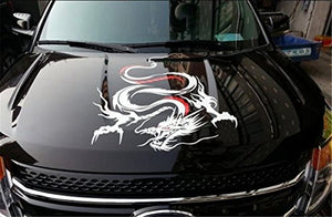 Fochutech 1pc Car Auto Body Sticker Engine Hood Cool Dragon Self-Adhesive Side Truck Vinyl Graphics Decals Motorcycle (White red) - Fochutech