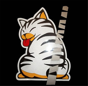 Fochutech Car Auto Body Sticker Funny Cat Tail Rear Windshield Window Wiper Self-Adhesive Side Truck Vinyl Graphics Decals (White) - Fochutech