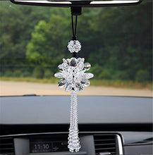 Load image into Gallery viewer, Fochutech Peony Crystal Ball Car Pendant Decor Lucky Safety Hanging Ornament Gift Rear View Mirror Accessories Auto Interior Dangle (White) - Fochutech