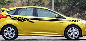 Fochutech 1 Set Car Auto Body Sticker Grid Self-Adhesive Side Truck Vinyl Graphics Decals (Black) - Fochutech