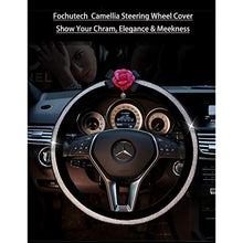 Load image into Gallery viewer, fochutech Steering Wheel Cover, Crystal Studded Rhinestone Bling Steering Wheel Cover, Breathable, Anti-Slip, Odorless, Warm in Winter and Cool in Summer, Universal 15 inches (Rose-red Camellia) - Fochutech
