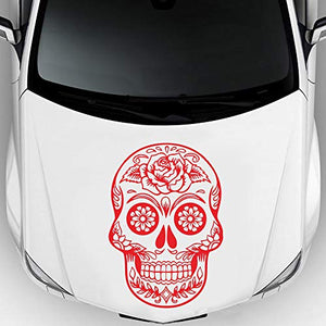 Car Decals Hood Sticker Sugar Skull Stickers 1 Pack Vinyl Car Hood Decal for Car/Truck/SUV/Jeep, Universal Car Stickers - Fochutech