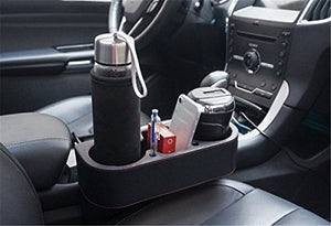 Fochutech Car Cup Holder Pocket Organizer Seat Console Gap Filler Side Catcher Tray Inside Out Interior Accessories  For Wallet Phone Coins (Black) - Fochutech