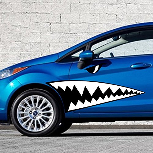Fochutech 2pcs Creative Auto-Decor Shark Mouth Tooth Car Sticker Adhesive Vinyl Decal - Fochutech