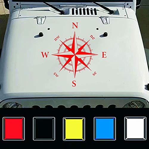 Car Decals- 1 Pack Compass Decal-Car Sticker Decals, Car Decal Vinyl Car Hood Decal for Car/Truck/Ford/Jeep - Fochutech