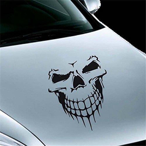 Fochutech Car Window Body Sticker Skull Skeleton Rear Windshield Wiper Self-Adhesive Side Truck Auto Vinyl Graphics Decals Reflective (Black) - Fochutech
