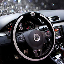 Load image into Gallery viewer, fochutech Steering Wheel Cover, Crystal Studded Rhinestone Bling Steering Wheel Cover, Breathable, Anti-Slip, Odorless, Warm in Winter and Cool in Summer, Universal 15 inches (Crown,Black) - Fochutech