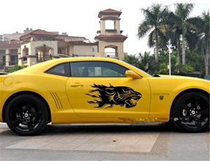Fochutech 1 Set Car Auto Body Sticker Lion Self-Adhesive Side Truck Vinyl Graphics Decals (Black) - Fochutech
