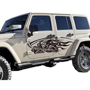 Fochutech 1 Set Car Auto Body Sticker Skull Self-Adhesive Side Truck Vinyl Graphics Decals Side Door (Black) - Fochutech
