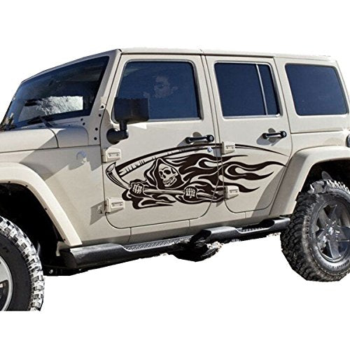 Fochutech 1 Set Car Auto Body Sticker Skull Self-Adhesive Side Truck Vinyl Graphics Decals Side Door (Black) - Fochutech