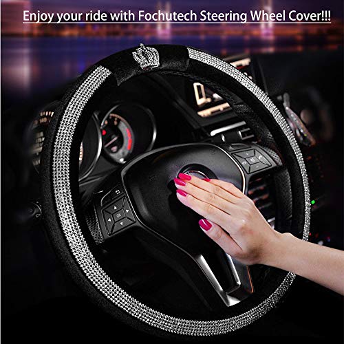 Fochutech Steering Wheel Cover, Crystal Studded Rhinestone Bling Steering Wheel Cover, Breathable, Anti-Slip, Odorless, Warm in Winter and Cool in