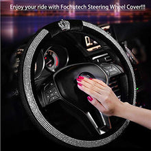 Load image into Gallery viewer, fochutech Steering Wheel Cover, Crystal Studded Rhinestone Bling Steering Wheel Cover, Breathable, Anti-Slip, Odorless, Warm in Winter and Cool in Summer, Universal 15 inches (Crown,Black) - Fochutech