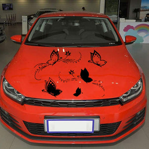 Car Decal Flower Graphics Car Decals Sticker Auto Vinyl Car Hood Decal for Car/Truck/SUV/Jeep(Black) - Fochutech
