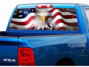 Car Decals 1 Pack American Flag Eagle Car Decal Sticker Rear Window Decal Auto Graphics Car Decal Vinyl for Car/Truck/SUV/Jeep, Universal Scratch Hidden Car Stickers - Fochutech