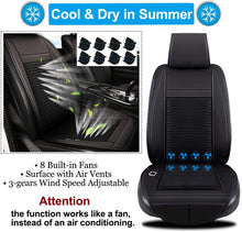 Load image into Gallery viewer, Fochutech Winter Warm Car Seat Cushion with Massage Summer Cooling Car Seat Covers Comfortable PU Leather Automotive Seat Covers for Front Seat Only Car Seat Protectors Fits All Seasons, 1pcs (Black)