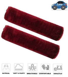 Fochutech 2Pcs Car Soft Plush Seat Belt Shoulder Pad Strap Cover Adjuster Protector Comfortable Driving (Pink)