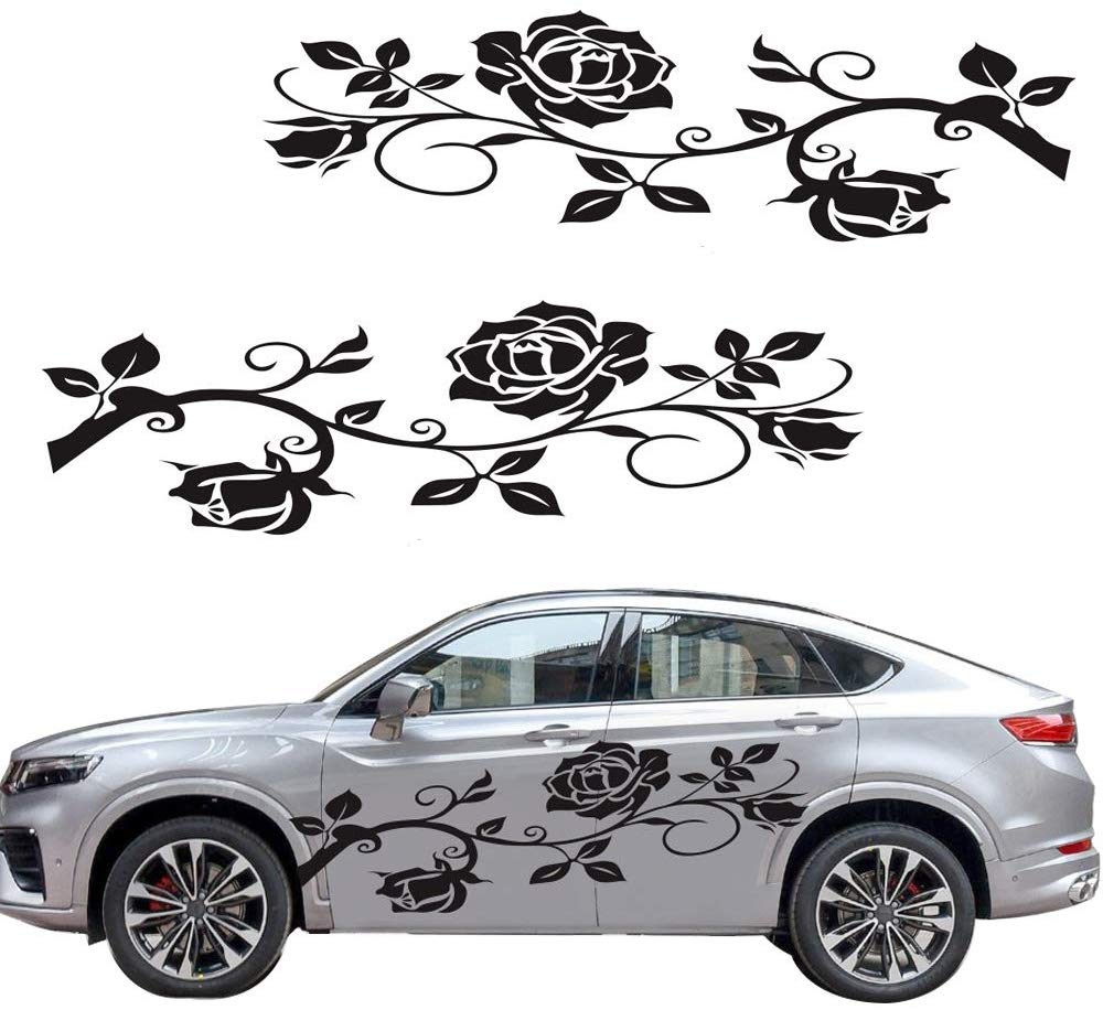 Car Decals Butterfly Flower Car Decal Stickers for Car Body, Universal Auto Vinyl Graphics Car Stickers (Black) - Fochutech
