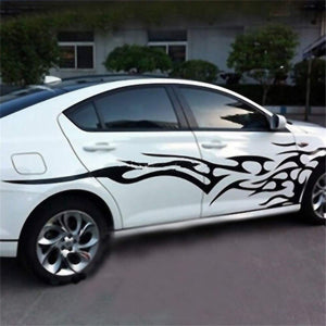 Car Decals 2 Pack Flame Graphics Car Decal Stickers Auto Vinyl Car Body Decal Hood Sticker Universal Car Stickers(Black) - Fochutech