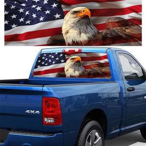 Car Decals 1 Pack American Flag Eagle Car Decal Sticker Rear Window Decal Auto Graphics Car Decal Vinyl for Car/Truck/SUV/Jeep, Universal Scratch Hidden Car Stickers - Fochutech