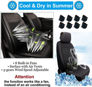 Fochutech Winter Warm Car Seat Covers, Summer Cooling Car Seat Cushion with Massage, PU Leather Automotive for Front Driver Seat, Comfortable Mesh Car Warm Seat Cushion, Fits All Seasons, 1PCS (Black)