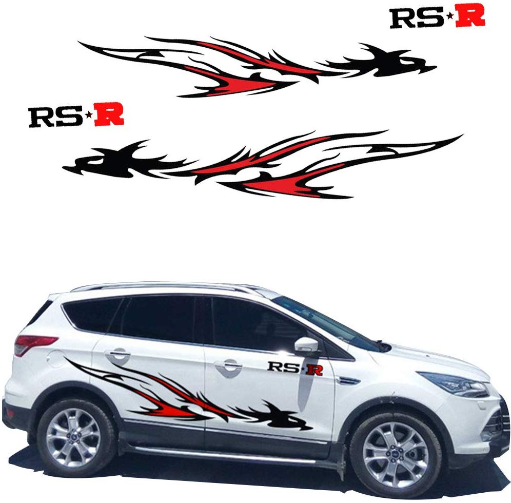 Car Decals Flame Graphics Car Decal Stickers Auto Vinyl Sticker Car Body Decal for Car/Truck/SUV/Jeep(Black) - Fochutech
