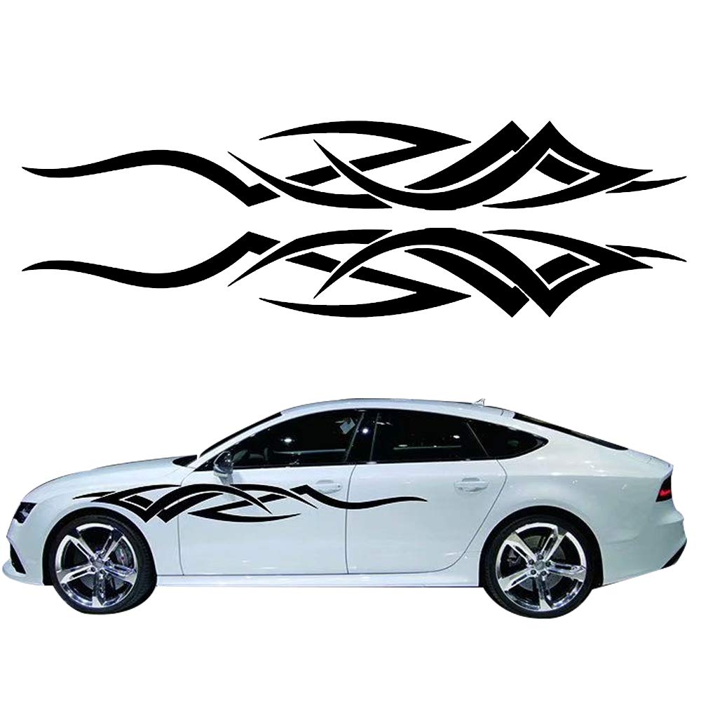 Car Decals Flame Graphics Car Decal Stickers Auto Vinyl Car Body Decal for Car/Truck/SUV/Jeep(Black) - Fochutech