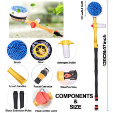 Load image into Gallery viewer, Fochutech Car Wash Brush, Car Cleaning Kit, 360° Spin Mop, Microfiber Cleaning Brush, Detachable &amp; Extendable Scrub Brush, Garden Hose Spray Nozzle Spray Gun For Car Home Cleaning &amp; Garden Use - Fochutech