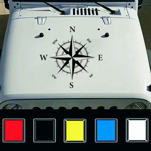 Car Decals- 1 Pack Compass Decal-Car Sticker Decals, Car Decal Vinyl Car Hood Decal for Car/Truck/Ford/Jeep - Fochutech