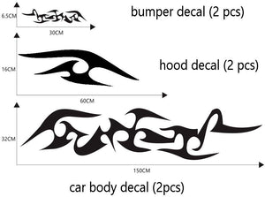 Car Decals Flame Graphics Car Decal Stickers Auto Vinyl Hood Decal Car Body Decal(Black) - Fochutech