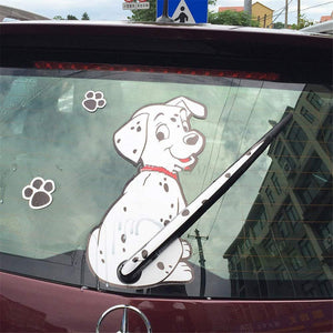 Wiper Decal Car Decal-1 Pack Dog Auto Graphics Vinyl Decal Sticker with Footprints, Rear Window Decal, Universal Car Stickers - Fochutech