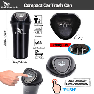 Car Trash Can with Lid Small Car Trash Bin Portable Vehicle Auto Car Garbage Can Bin Trash Container Fits Cup Holder Console Door Pocket Home Office Use 2 Packs Black