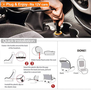 Fochutech Winter Warm Car Seat Cushion with Massage Summer Cooling Car Seat Covers Comfortable PU Leather Automotive Seat Covers for Front Seat Only Car Seat Protectors Fits All Seasons, 1pcs (Black)