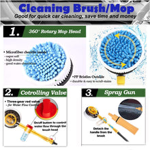 Load image into Gallery viewer, Fochutech Car Wash Brush, Car Cleaning Kit, 360° Spin Mop, Microfiber Cleaning Brush, Detachable &amp; Extendable Scrub Brush, Garden Hose Spray Nozzle Spray Gun For Car Home Cleaning &amp; Garden Use - Fochutech