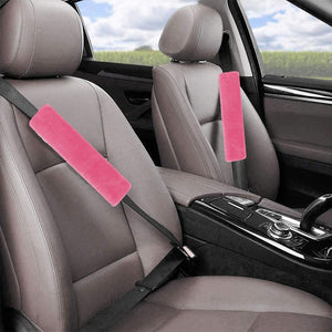 Fochutech 2Pcs Car Soft Plush Seat Belt Shoulder Pad Strap Cover Adjuster Protector Comfortable Driving (Pink)